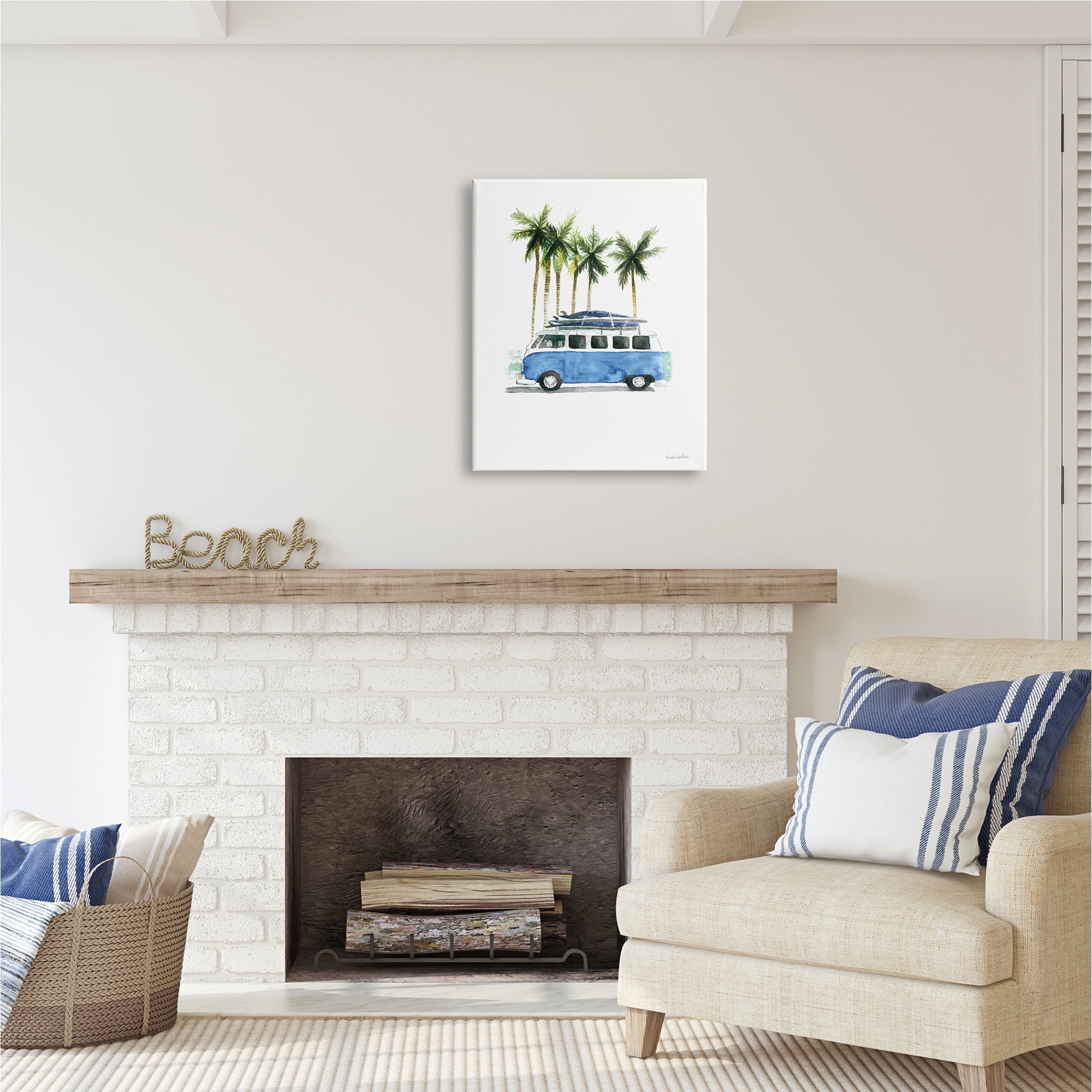 Stupell Industries Summer Minibus Vacation Transportation Painting Gallery Wrapped Canvas Print Wall Art, 24 x 30