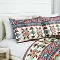 thumbnail image 3 of Chezmoi Collection Tona 3-Piece Southwestern Geometric Motif Comforter Set, Multicolor Red Brown Blue Cream Printed Washed Microfiber Bedding, Queen, 3 of 9