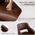 thumbnail image 5 of 28" Counter Height Bar Stools Set of 2, Swivel Upholstered Barstools with Solid Wood Legs and Footrest, Farmhouse Bar Chairs for Kitchen Island, Brown PU Leather, 5 of 8
