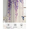 thumbnail image 6 of Wisteria Sheer Curtains 84 Inch Length 2 Panels Set for Living Room/Bedroom, Spring Purple Flowers Butterflies Vintage Beige Kitchen Curtains Grommet Semi-Sheer Curtains Window Treatments 52"x84"x2, 6 of 7