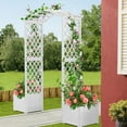 thumbnail image 4 of Gymax Garden Arbor with Planter Wooden Planter Arch with Trellis White, 4 of 10