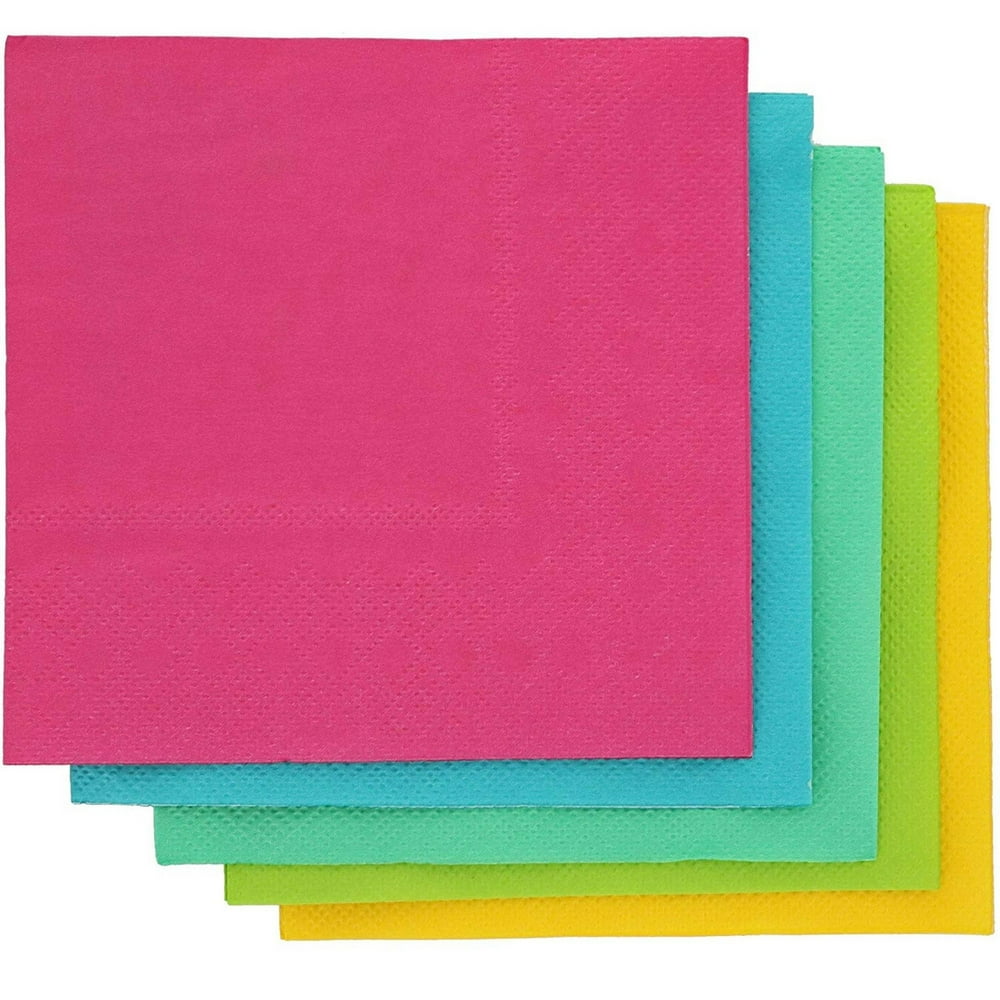 200-Pack Bulk 2-Ply Paper Cocktail Napkins, 5 Tropical Colors, 5 X 5 inches - Walmart.com ...