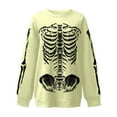 thumbnail image 5 of HUITKMM Chandail pour Femmes Unisexe Mode Imprimé Design Squelette Surdimensionné Longline Sans Capuche Col Rond pour et Mode Urbaine Décontracté, 5 of 5
