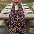 thumbnail image 4 of Watercolor Flowers Table Runner 70 Inches, Retro Spring Floral Botanical Leaves Black Bed Runner Dresser Scarves Tabletop for Indoor Outdoor Parties/Ceremony/Banquet, 13" x 70", 4 of 8