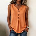 thumbnail image 2 of Fewfanhot Women's Linen Blend V-Neck Sleeveless Tank Top, Button Front Casual Summer Blouse, Loose Fit High-Low Hem Cami, S-3XL, 2 of 5