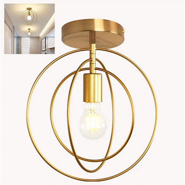 Lámpara de techo E27 Lámpara de techo industrial vintage Lámpara de techo de metal redonda con forma de jaula Lámpara colgante para sala de estar Dormitorio Comedor Hotel Pasillo Entrada Pasillo
