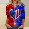 thumbnail image 2 of Cavosen Long Sleeve Shirts for Women Crew Neck Stars Stripes Patriotic Tee 250 Years Red White and Blue Graphic Shirt Summer Loose Tops, 2 of 5