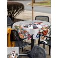 thumbnail image 4 of Outdoor Tablecloth with Umbrella Hole and Zipper, Grey Christmas Square Table Cloth 54x54 Inch Waterproof Tablecloth, Snowman Squirrel Cat Xmas Tree Snowflake Picnic Table Cover for Patio Camping, 4 of 7