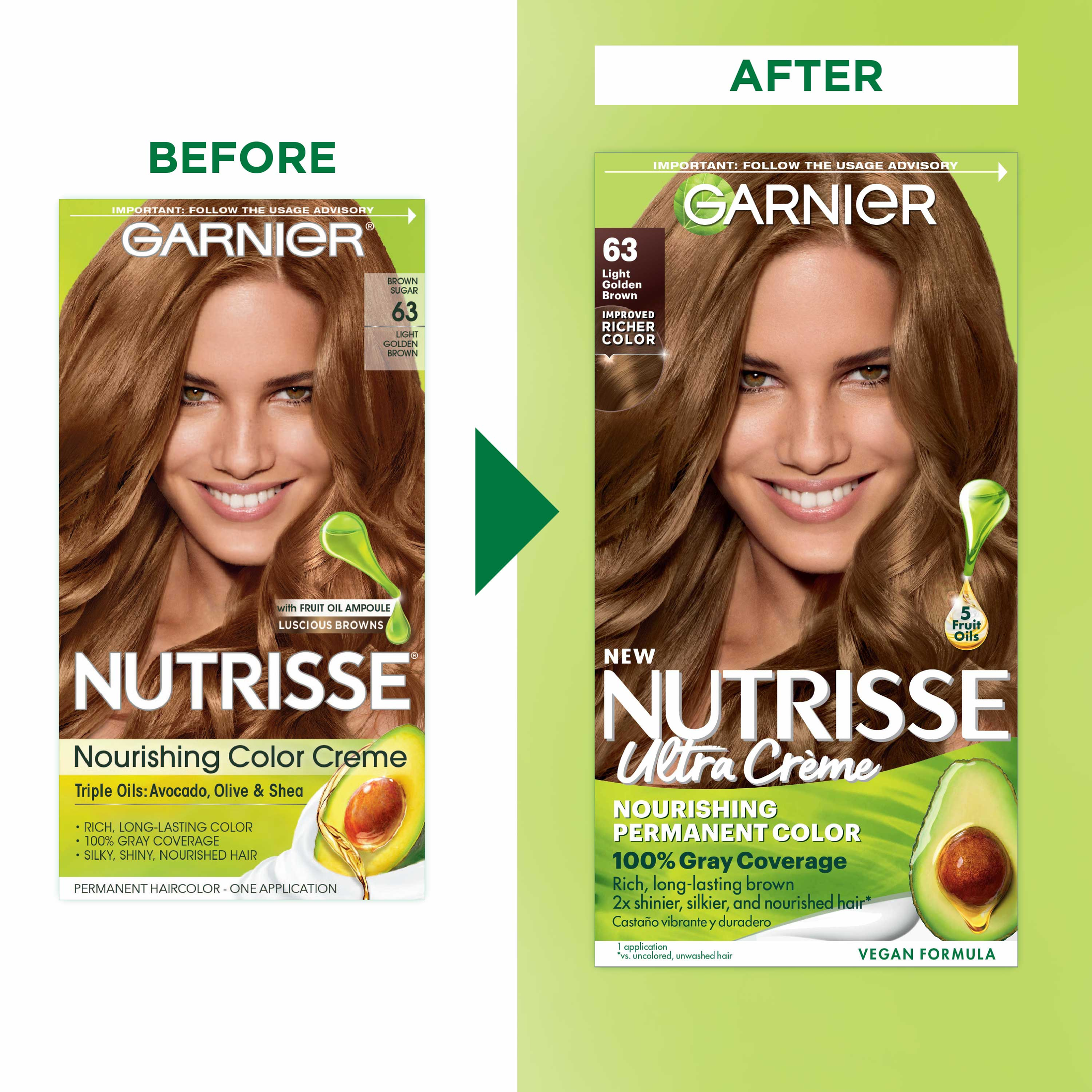 Garnier Nutrisse Nourishing Hair Color Creme, 063 Light Golden Brown Brown Sugar - image 3 of 11