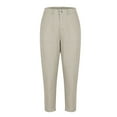 thumbnail image 4 of CLOISE Capri Pants for Women with Pockets Dress Pants Palazzo Pants Dressy Capri Pants Summer Casual Fashion Solid Soft Cropped Trousers Khaki 2XL, 4 of 8