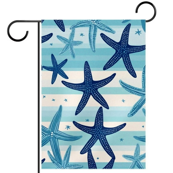 Coastal Starfish Navy Blue Pattern Welcome Garden Flags, 12 x 18 Inch Double Sided Outdoor Yard Flags Waterproof For Home Outside Patio Lawn Porch