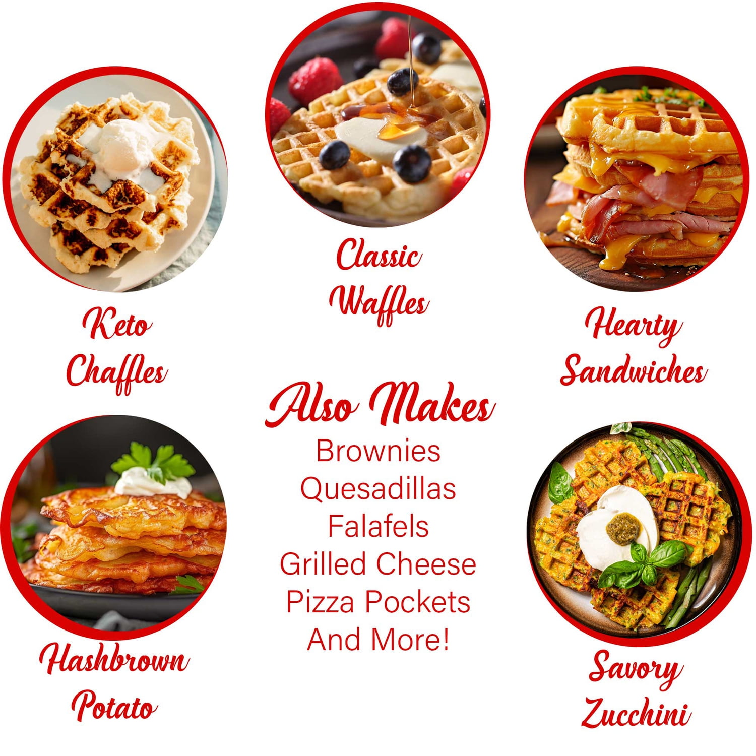 Brentwood Non-Stick Mini Waffle Maker, Red