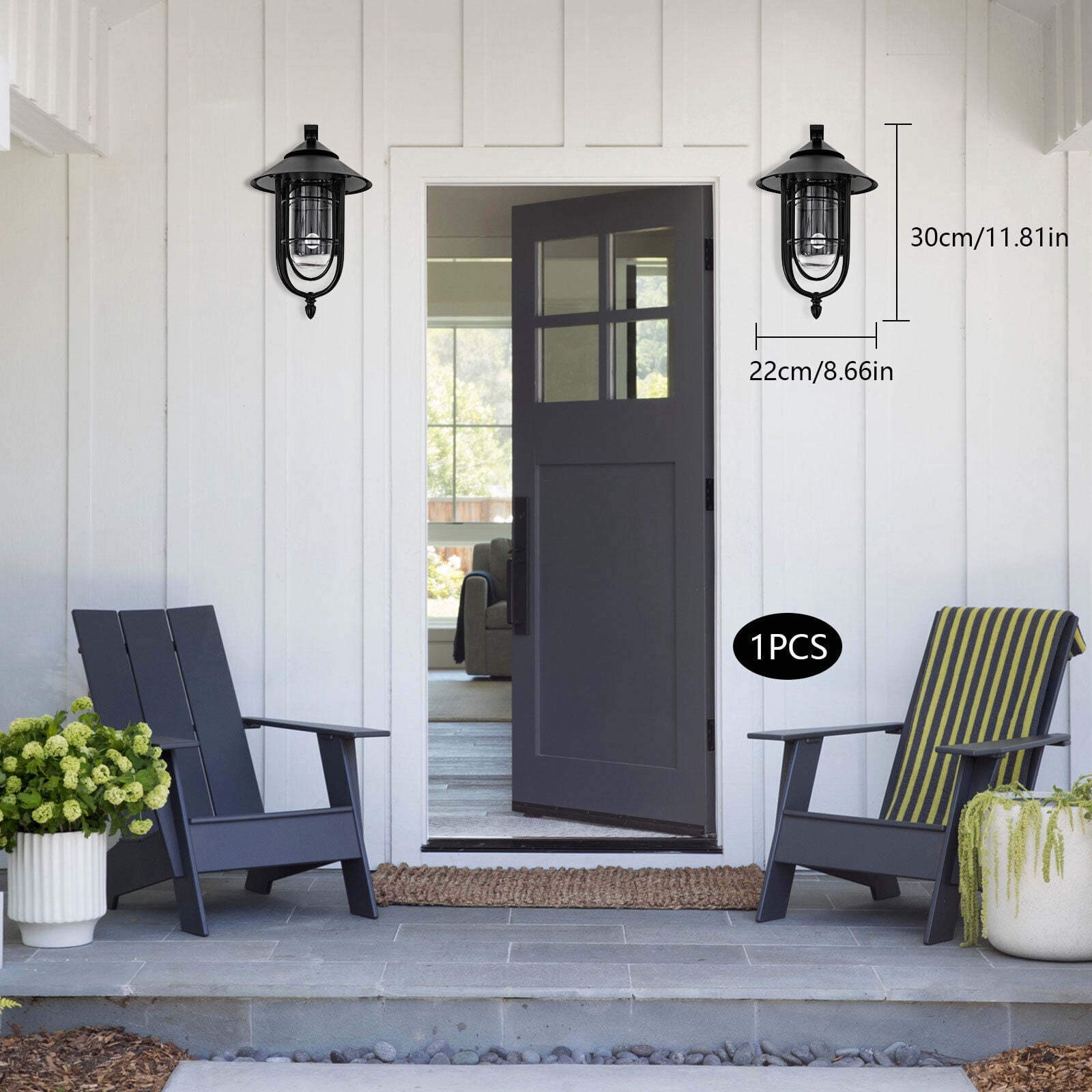 Miumaeov Motion Sensor Outdoor Wall Light Waterproof Dusk to Dawn Exterior Porch Sconce Light Fixture Wall Lanterns with Seeded Glass Outside Lamp