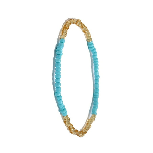 Langgg Bracelet Cheville Perles de Riz Couleur Unique Chaînes Cheville Fait Main Multi-Usage Chic Filles Chevilles Pieds Décor 32