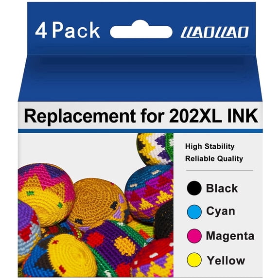 202 XL Ink Cartridge Compatible for Epson 202 202XL T202 Ink Cartridgefor Workforce WF-2860 Expression Home XP-5100 All-in-one Printer (4 Pack)