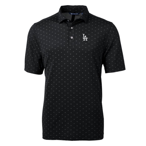 Men's Cutter & Buck Black Los Angeles Dodgers Big & Tall Virtue Eco Pique Tile Print Polo