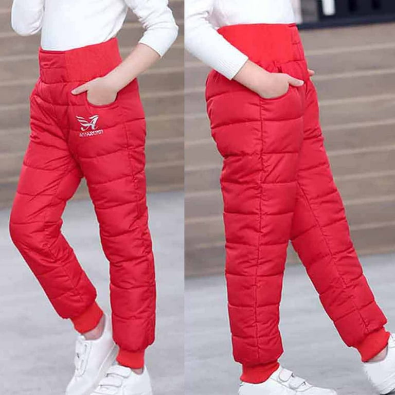 skpabo Girls Boys Solid Snow Pants Thick Winter Warm Pants Kids Activewear  Clothes Snow Wear Outfits Snow Bib
