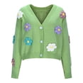 thumbnail image 6 of Women's Floral Sweater Cardigan Cute 3D Flower V Neck Button Down Sweater Jackets Casual Long Sleeve Fall Outfit, 6 of 6