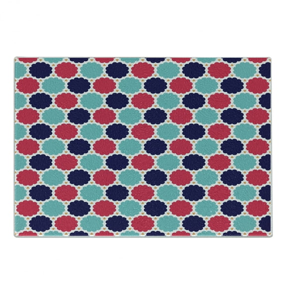 Abstract Cutting Board, Simplistic Floral Contemporary Style Mosaic Effects Spring Season Pattern, Decorative Tempered Glass Cutting and Serving Board, Small Size, Multicolor, by Ambesonne