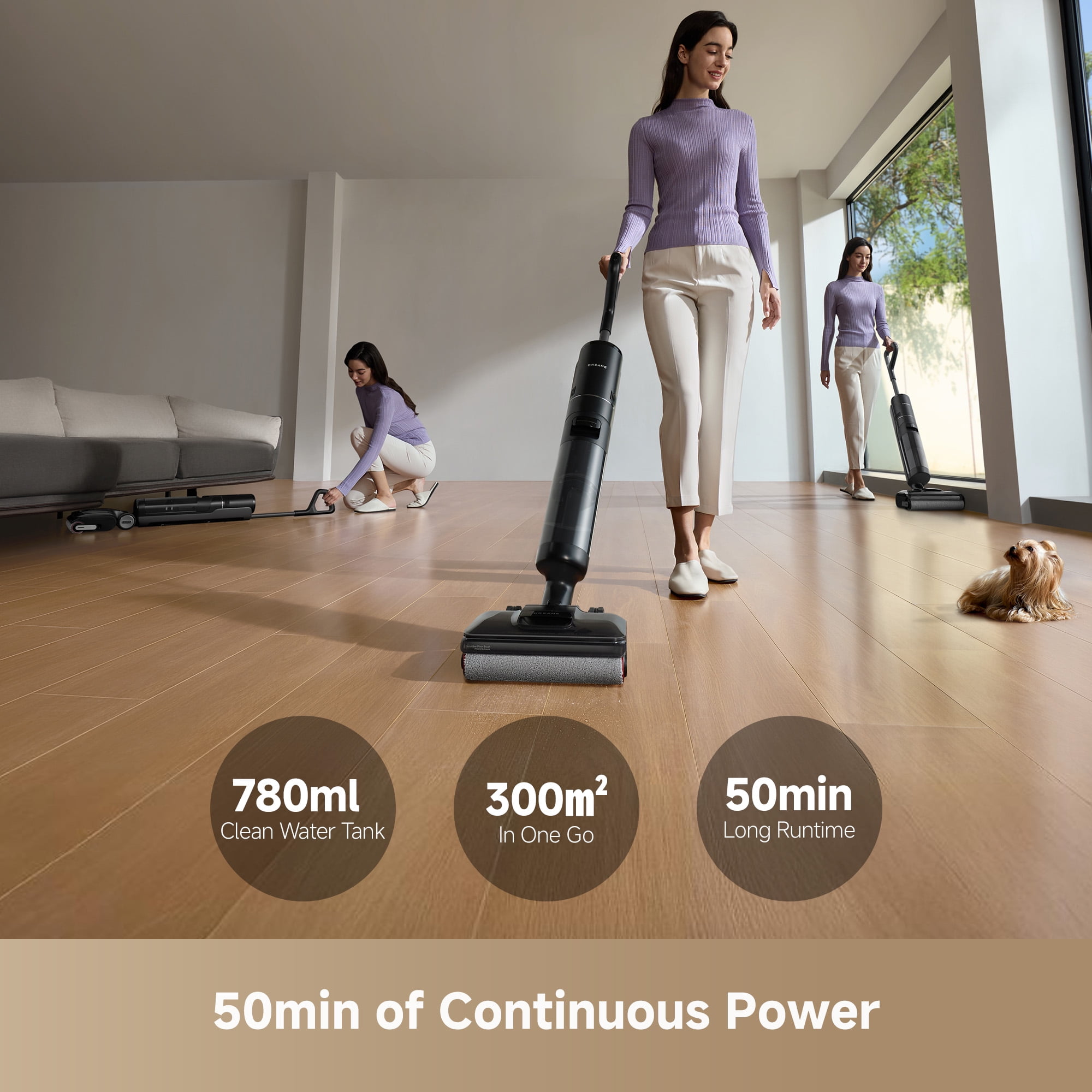Dreame H12 Pro FlexReach Wet Dry Vacuum Cleaner, 0 Tangle Cordless Vacuum Mop All-in-1 for Hard Floors, 180° Lie-Flat Floor Cleaner Machine with 194°F Hot Self-Cleaning, 50Mins Runtime, 1 more Filter
