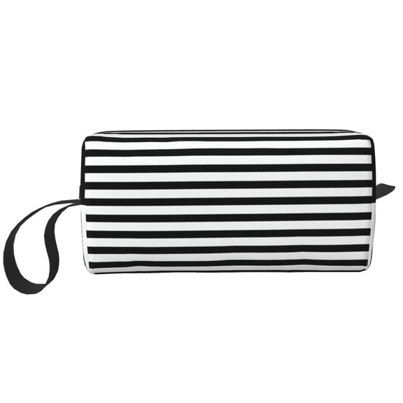 Makeup Bag Small Cosmetic Bags For Purse Women Black And White Stripe Water-Resistant Make Up Pouch