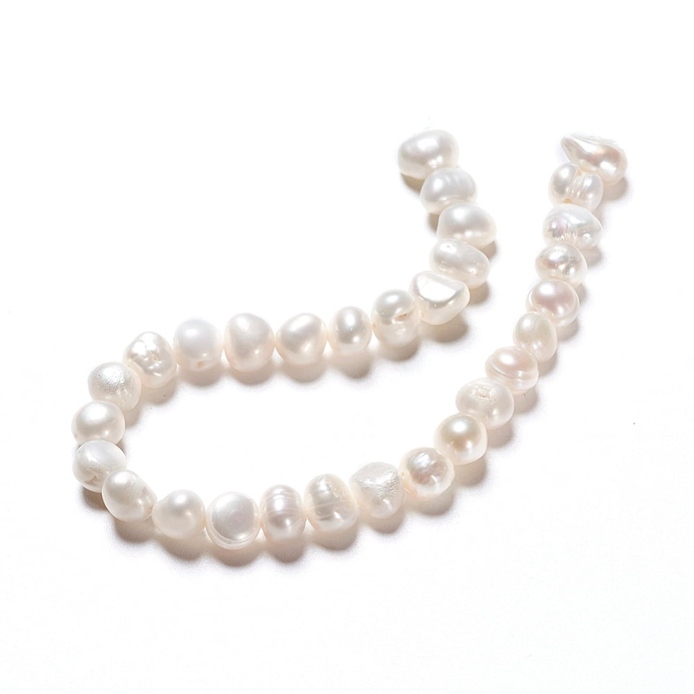 Natural Cultured Freshwater Pearl Beads Strands Two Sides Polished Nuggets Antique White 6~8x4.5~6x5~6.5mm Hole: 0.6mm about 21~22pcs/strand 6.50 inch(16.5cm)
