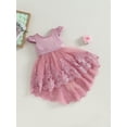thumbnail image 3 of Bagilaanoe Little Girls Formal Dress Flying Sleeve A-line Princess Dresses 1T 2T 3T 4T 5T 6T 7T Kids Evening Tulle Dress for Wedding Birthday Party Gown, 3 of 9