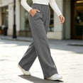 thumbnail image 6 of Kinrui Straight Leg Sweatpants for Petite Women Baggy Lounge Elastic Waist Pants Comfy Cute Fall Trousers Dark Gray S, 6 of 7