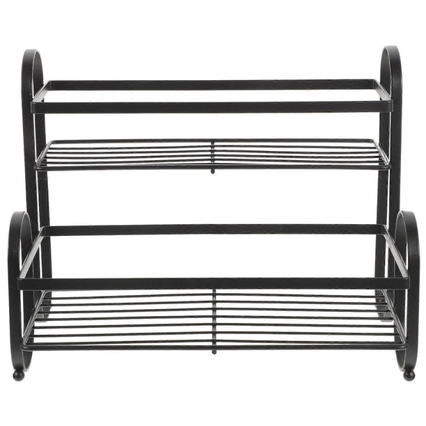 Black Iron Spice Rack for Kitchen Storage with Large Capacity and Stable Base