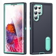 thumbnail image 1 of SaniMore for Samsung Galaxy S22 Ultra 6.8" 2022 Hybird Case, Rugged PC Back Shockproof TPU Shell Metal Hidden Kicksatnd Drop Resistant Anti-slip Heavy Duty Protective Case, Blue+Mint, 1 of 9