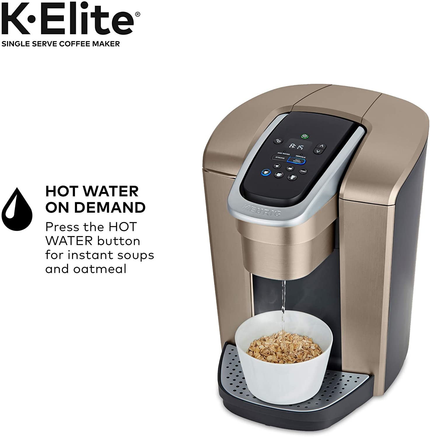 Keurig K-Elite Single Serve K-Cup Pod Coffee Maker, Brushed Gold