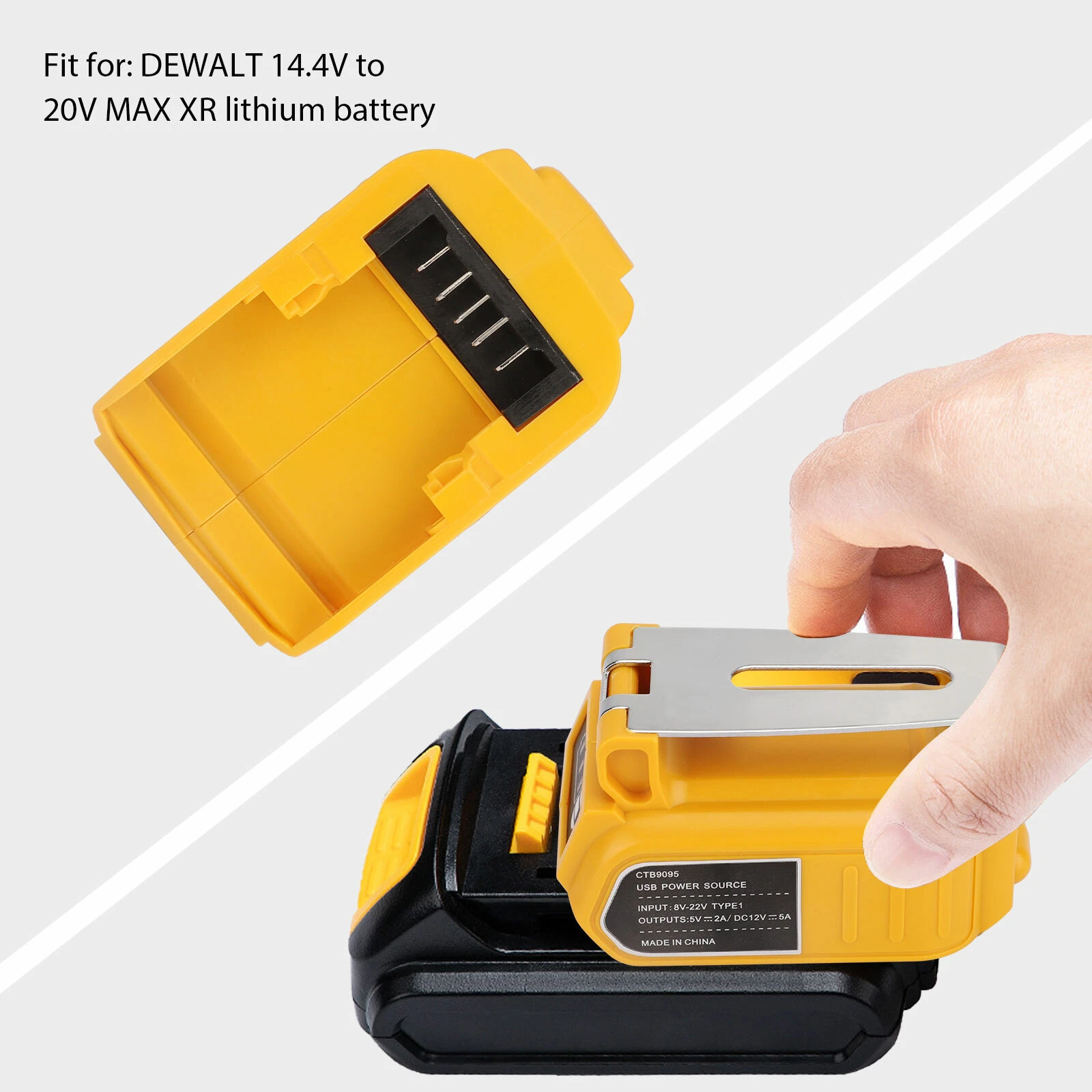 Dual USB Battery Charger Adapter Power Source Converter for Dewalt 14-21V Max