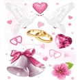 thumbnail image 3 of Wedding Duvet Cover Set, Wedding Themed Art Invitation Announcement Hearts Rings Birds Happiness, Decorative 3 Piece Bedding Set with 2 Pillow Shams, King Size, Pink White Orange, by Ambesonne, 3 of 3