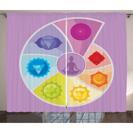 chakra curtains 2 panels set, frontal section of snail shell