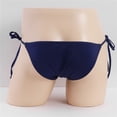 thumbnail image 3 of TMOYZQ Men's Tie Side Thongs Stretch Breathable Ice Silk Low Waist Bikini Briefs Athletic Supporters Jock Straps Underpants Male Thong Underwear Lingerie, 3 of 4