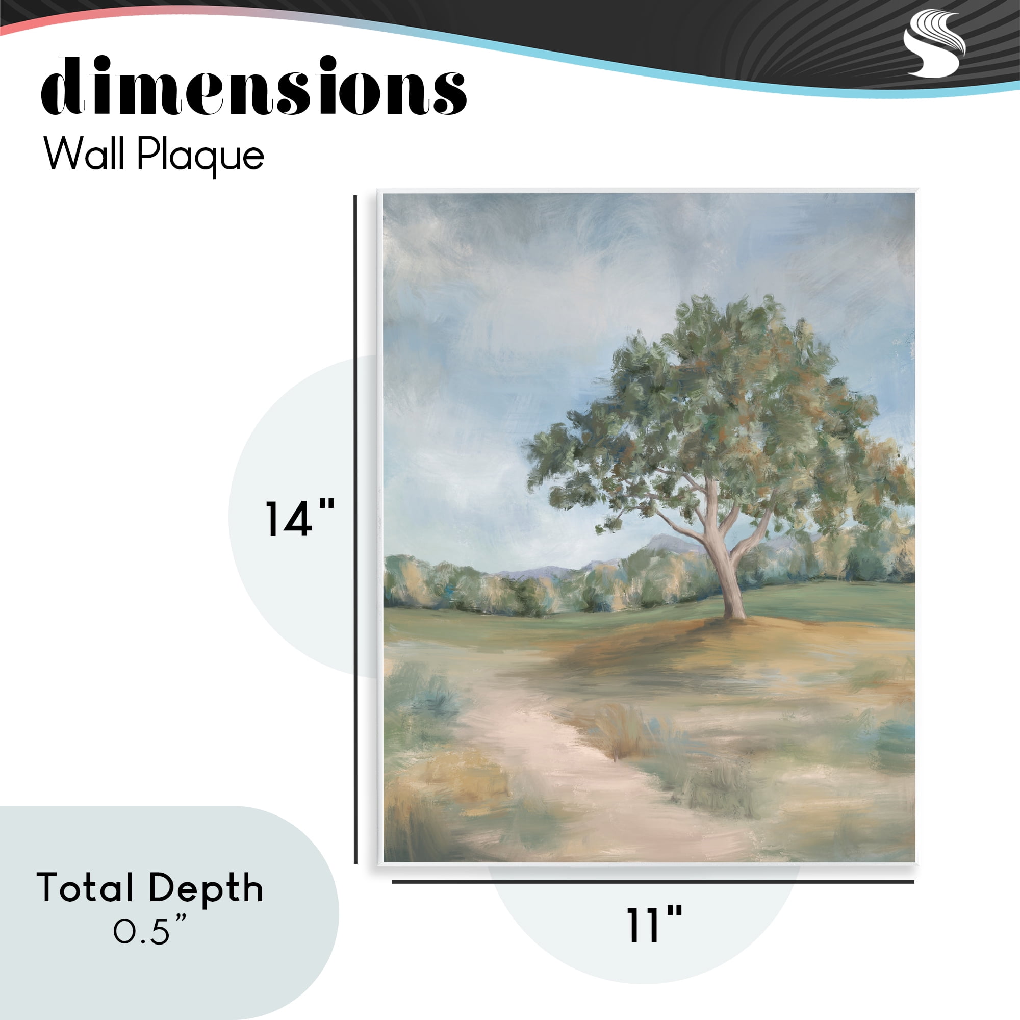 Countryside Tree Scenery Wall Plaque Art, design by Leah Noel Art