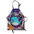 thumbnail image 1 of Sea Animals Apron Cartoon Illustration with Smiley Whale in Bubble Water Waves Starfish Coral, Unisex Kitchen Bib Apron with Adjustable Neck for Cooking Baking Gardening, Aqua Purple, by Ambesonne, 1 of 3