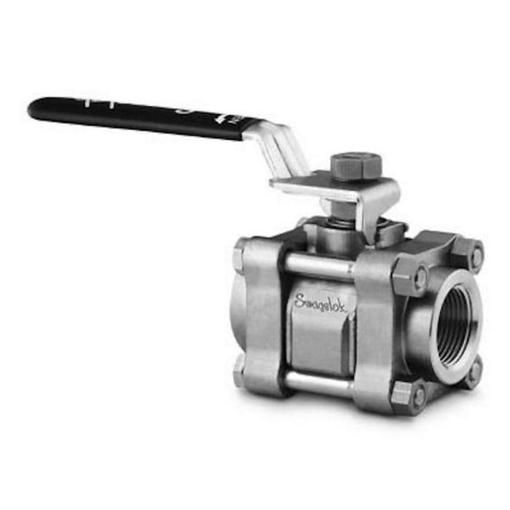 SWAGELOK SS-63TF8 1/2 INCH FNPT, 3-PIECE, 60 SERIES, BALL VALVE, REINFORCED PTFE SEATS, STAINLESS STEEL