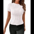 thumbnail image 2 of Camiseta de Verano de Corta con Cuello Redondo para Mujer, Color Cremoso, Talla XXL, 2 of 10