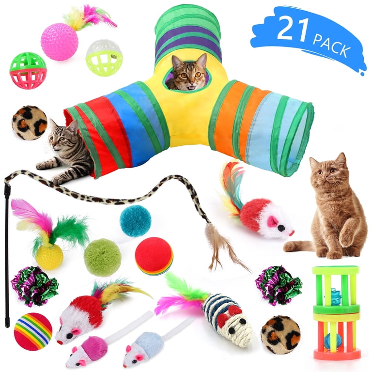 Semfri 21-Piece Interactive Cat Toy Set with Y-Tunnel photo 1