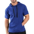 thumbnail image 2 of CIENVNSTG New Mens Hoodies Sweatshirts Short Sleeve Men Hoodies Sweatshirt Casual Solid Color Man hoody For Male Hooded Blue L, 2 of 5