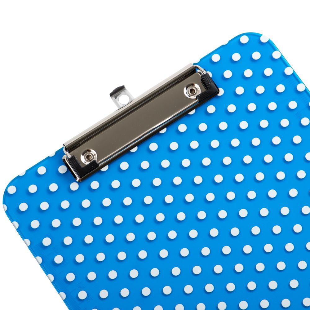 JAM Paper Plastic Clipboard, 9 x 12.5, Blue Polka Dot, 1/Pack