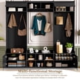 thumbnail image 6 of Euroco 79.1''Wide Modern Hall Tree with Shoe Storage, 4-in-1 Entryway Bench with 8 Cubbies, 7 Coat Hooks & Adjustable Shelf for Hallway, living room, Black, 6 of 9