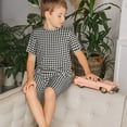 thumbnail image 4 of Fotbe Houndstooth Black And White Pijama Estampada de 2 Piezas para Niños – Ropa de Dormir de Manga Corta Cómoda para Niños y Niñas, Camiseta y Shorts de Algodón-Small, 4 of 6