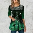 thumbnail image 2 of CEHVOM T-Shirt Décontracté à Manches Longues pour Femmes, Col Rond, Imprimé de Noël, Blouse Chandail, 2 of 5