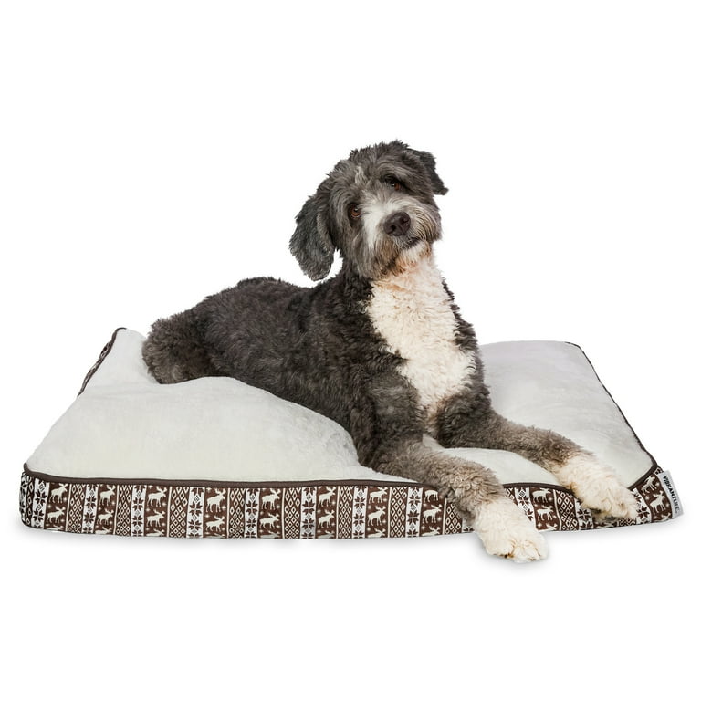 Vibrant Life Large Deluxe Gusset Pillow Dog Bed, Brown Chic Cabin