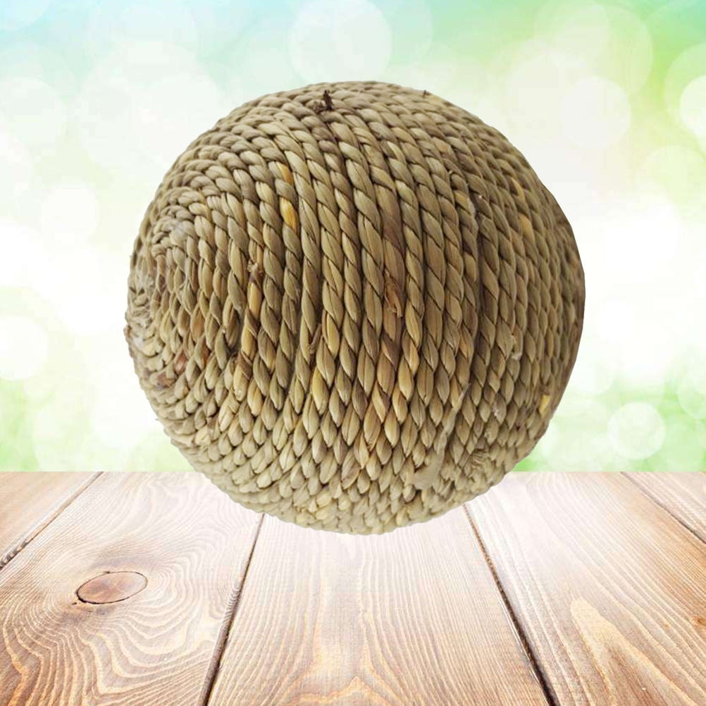 LULULION Safe Natural Grass Rope Ball for Pet Rabbits and Small Animals Light Brown