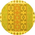 thumbnail image 1 of Ahgly Company Machine Washable Indoor Round Southwestern Yellow Country Area Rugs, 3' Round, 1 of 4