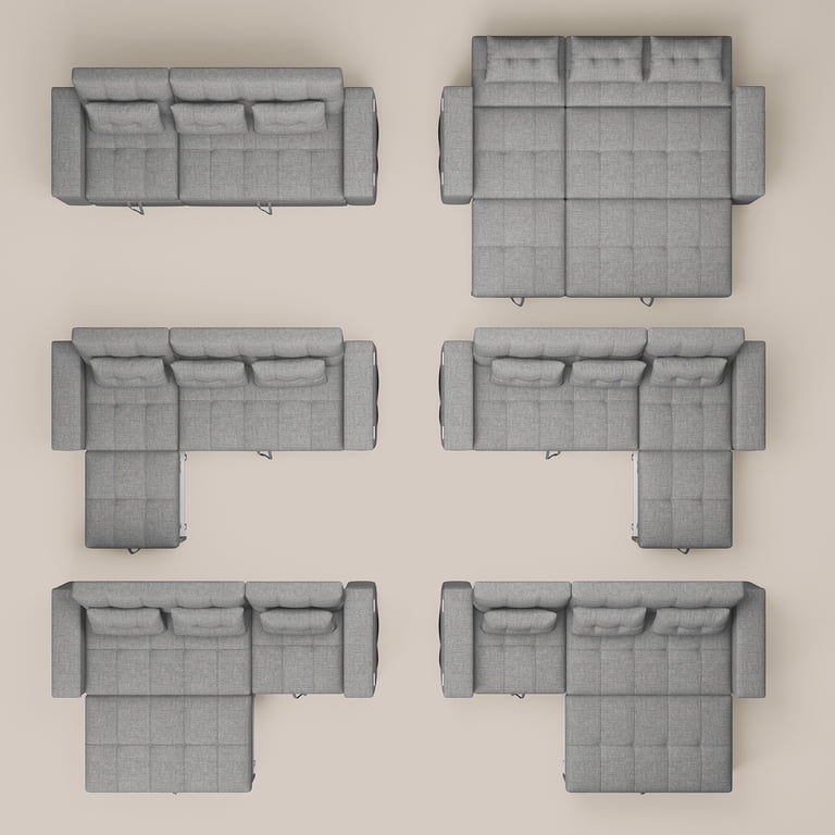 Noelse 3-in-1 Convertible Sofa Bed, Gray with Storage Armrest photo 6