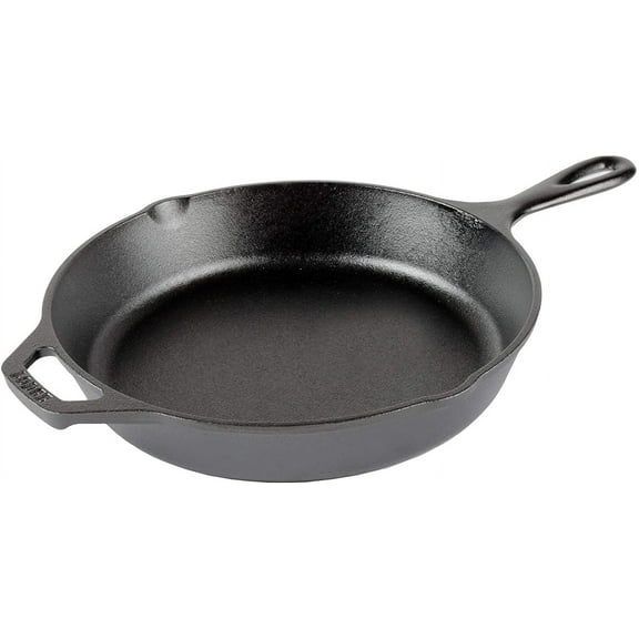 Lodge L8SK3 10" Round Cast Iron Seasoned Chef Skillet with Black Hot Handle Holder